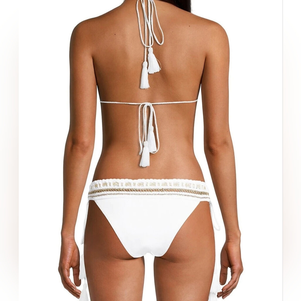 Ramy Brook White and Gold Bikini with Crochet Metallic Accents - Picture 4 of 13